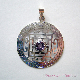 Pendant - Silver Mandala pierced 1. Stone L