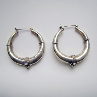 Earrings Silver Mongolian XXL, 1 stone