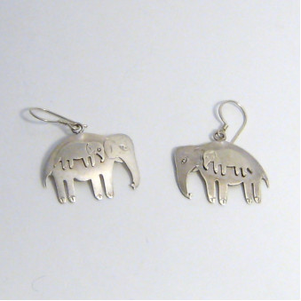 Earrings elephant with baby