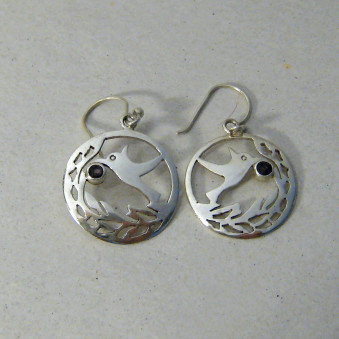 Earrings bird - earrings with a set stone
