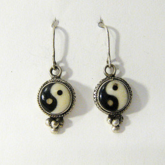 Earrings - Silver Yin Yang Earrings, round