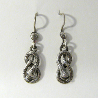 Earrings - silver earrings, snake looped