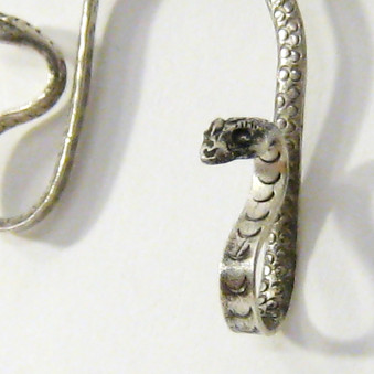Earrings - silver earrings, hanging snake