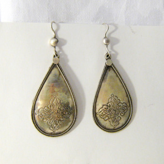Dangle earrings - silver drop earrings Vajra carved