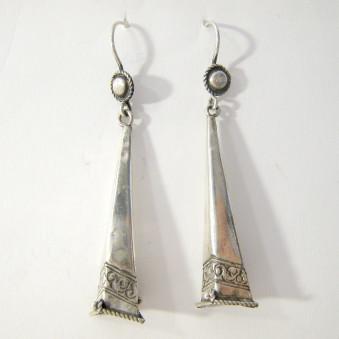 Earrings - silver earrings, pyramid fish