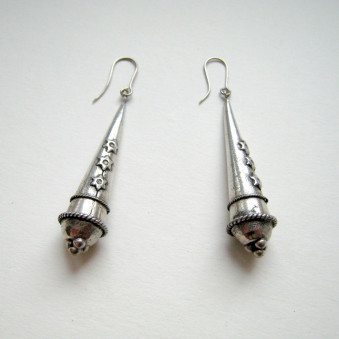 Earrings - silver club with stars