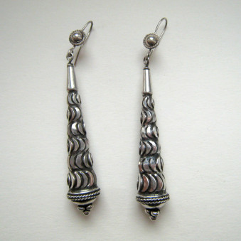 Earrings - silver cone waves M