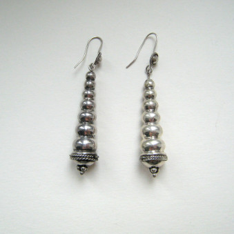 Earrings - hanging silver cone