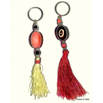 Key Chain with Metal Beads u. 1. Oval / 5-Pack